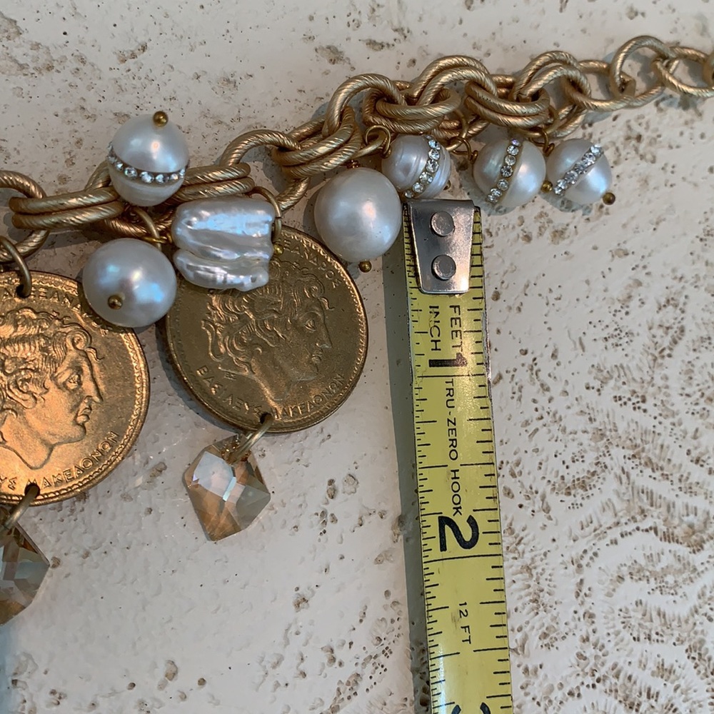 Boutique necklace with coin pearls w rhinestones. - Picture 9 of 9